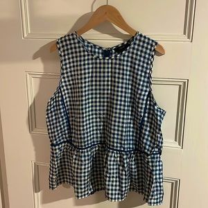 Silk Blue & Cream Checkered Sleeveless top - J.Crew - size: large